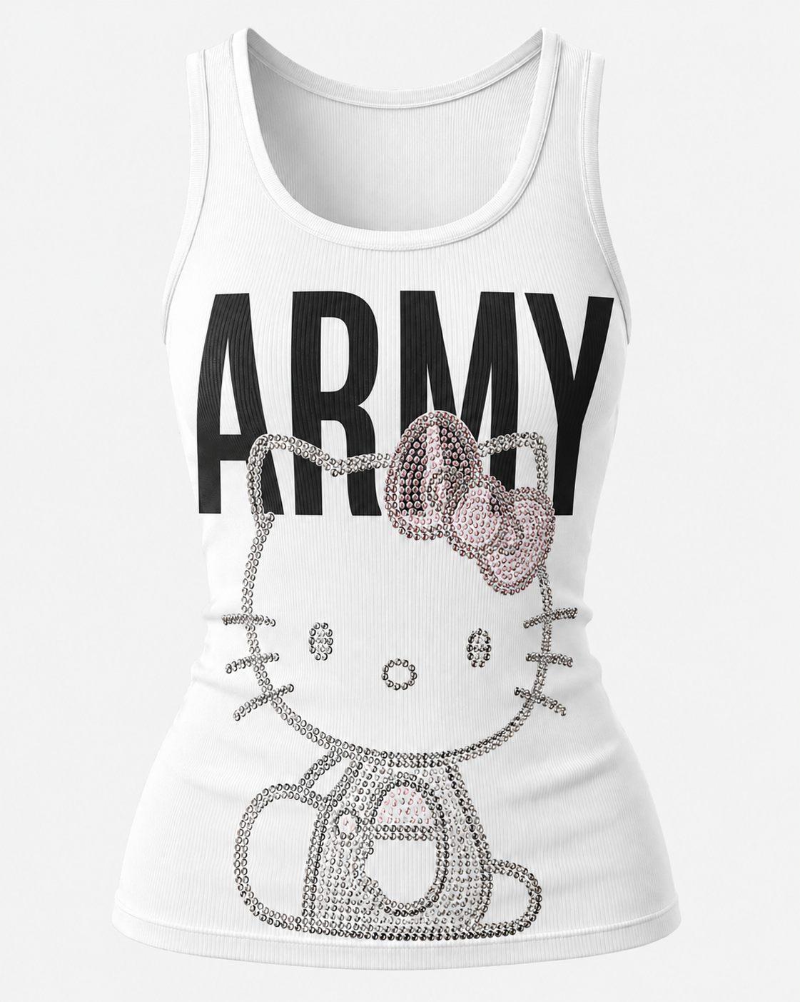 ARMY Hello Kitty Rhinestone Tank Top